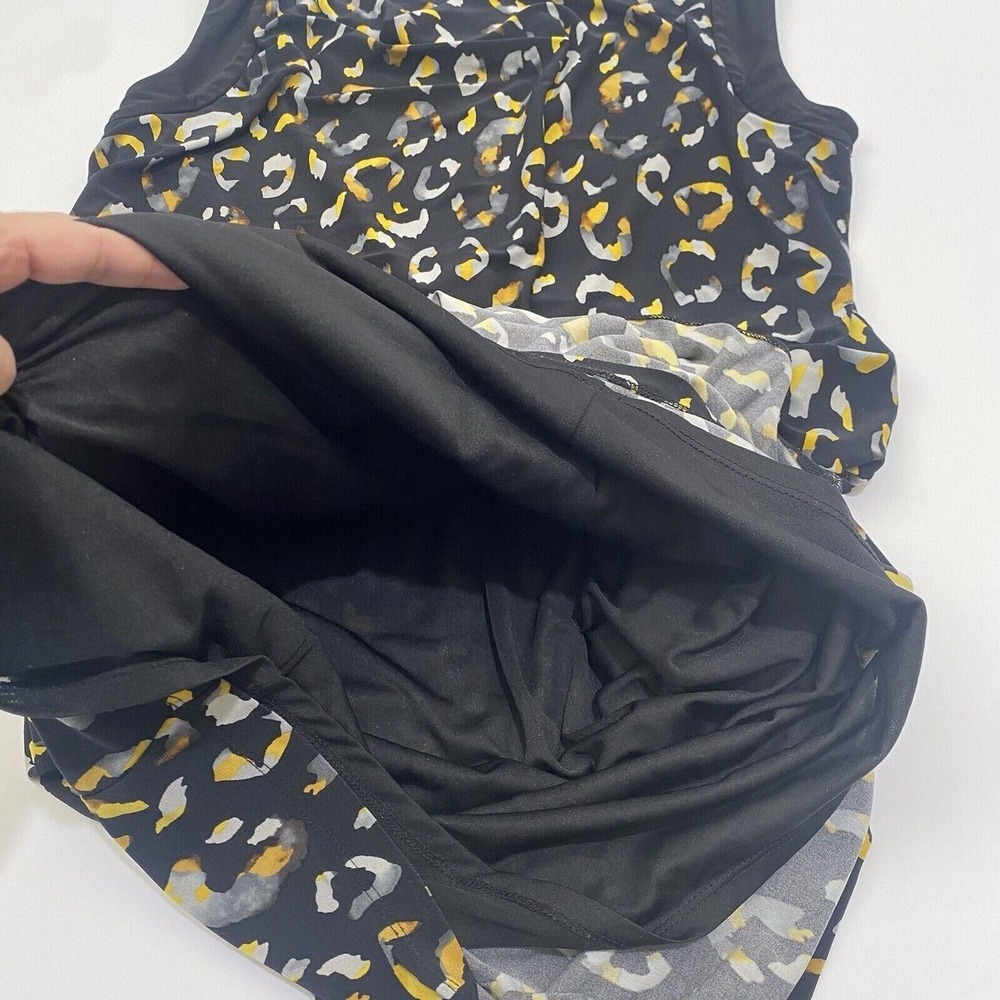 Nine West Black/Yellow Maize Combo Cowlneck Print Stretch Jersey Dress Size 10 - Picture 15 of 16